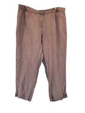 EILEEN FISHER Linen Pants 100% Irish Linen Cropped Pants – Brown – Size L